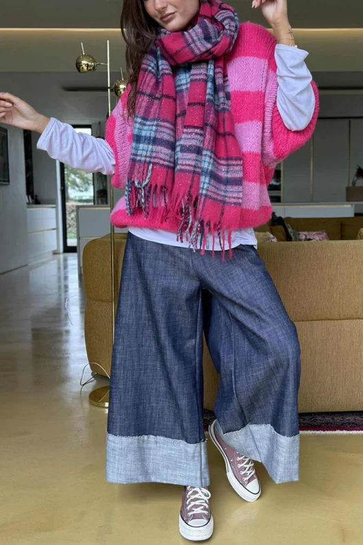  Big Softie Block Stripe Cap Sleeve Knit Top Bubblegum /15=